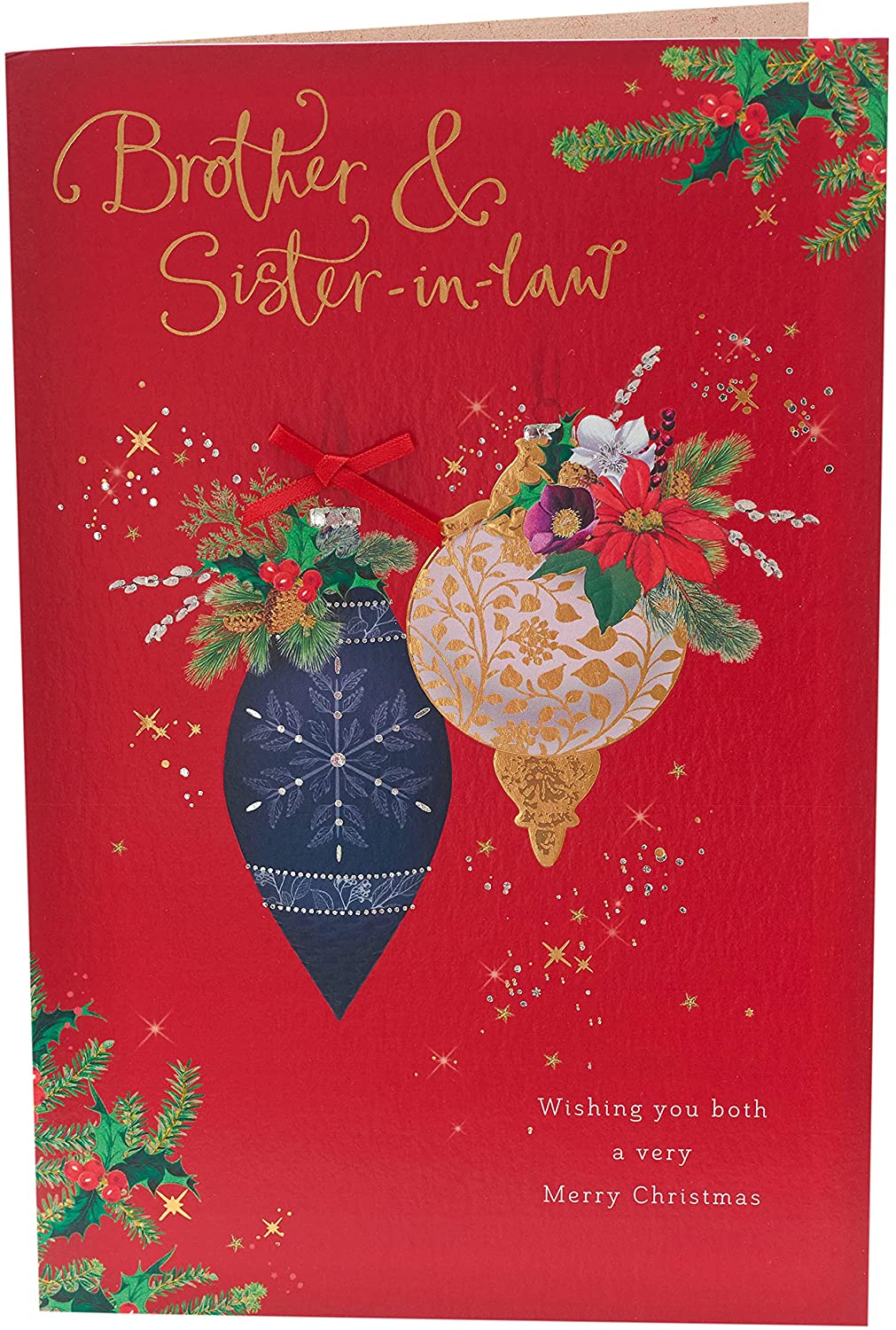 Brother and Sister In Law Red Christmas Card