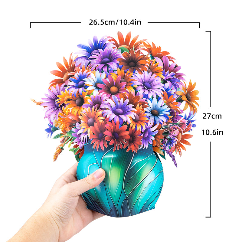Daisy Delight Vibrant 3D Pop Up Flower Vase Greeting Card - Birthday Anniversary Mother's Valentine's Day