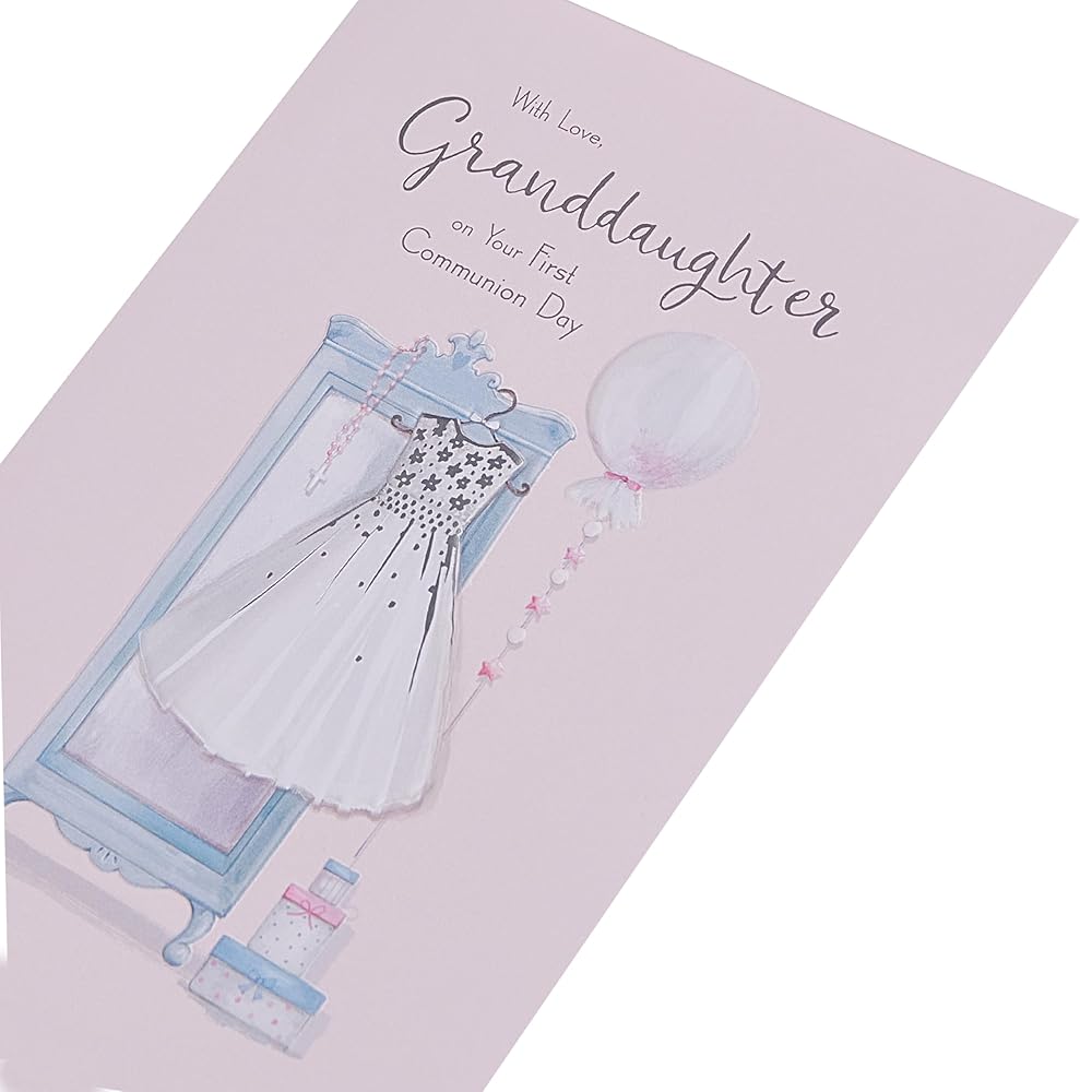 Beautiful Dress Design Granddaughter Communion Congratulations Card