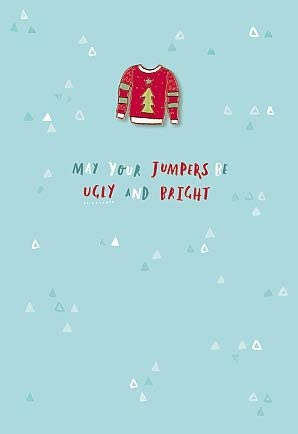 Hotch Potch Christmas Card with Enamel Pin Badge May Your Jumpers be Ugly and Bright