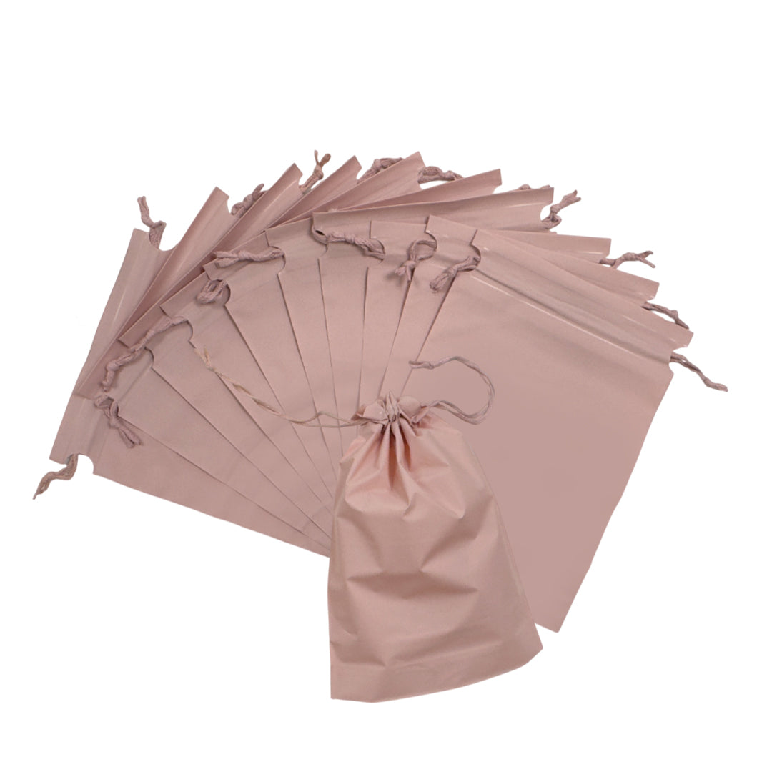 Pack of 50 Pale Pink Coloured 21x29cm PEVA Frosted Drawstring Bags