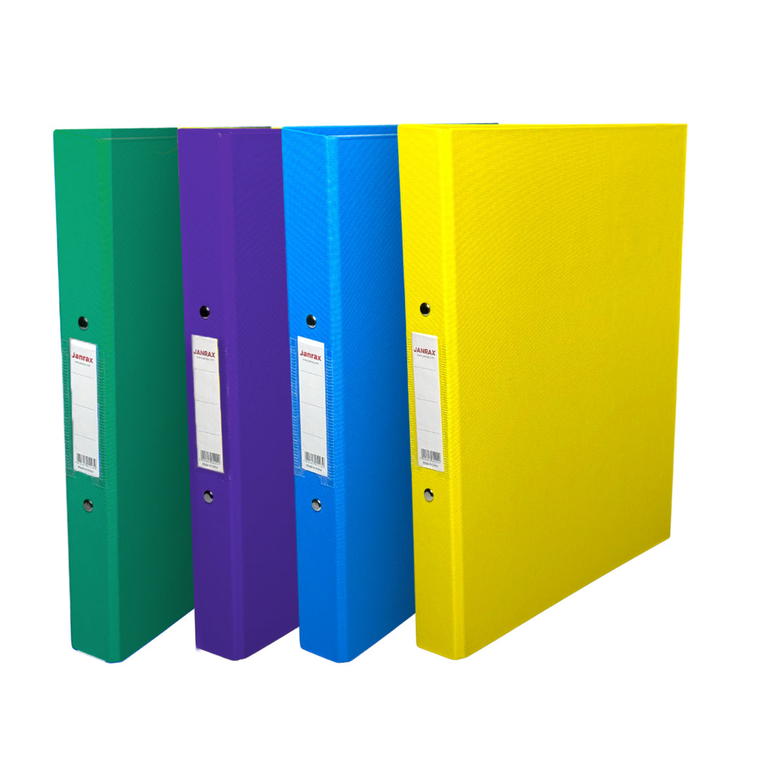 Pack of 4 A4 Paper Over Board Ring Binders – Yellow, Blue, Purple, Green