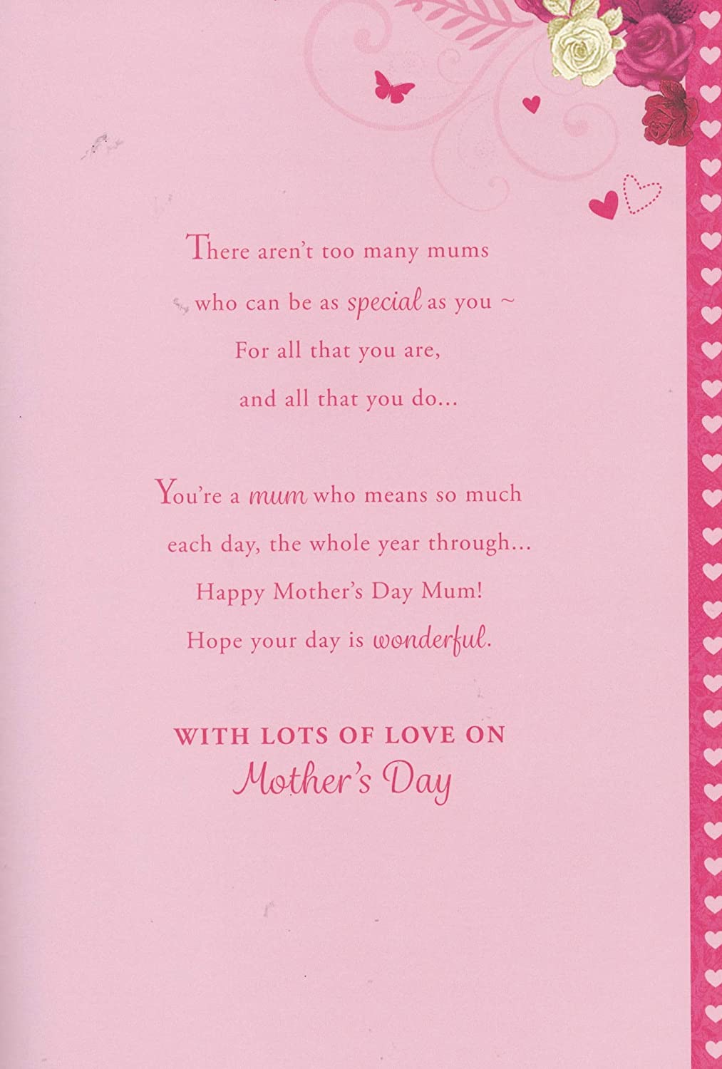 Special Mum 8 Page Insert Heart Design Luxury Mother's Day Card