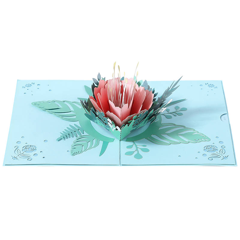 Blushing Peony Bloom 3D Pop Up Greeting Card
