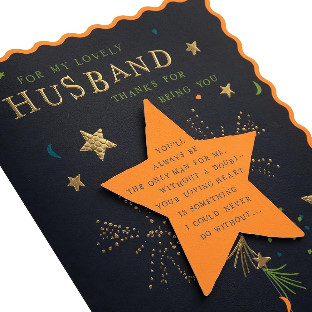 Traditional Graphic Star Design Luxury Boxed Husband Birthday, Anniversary Card