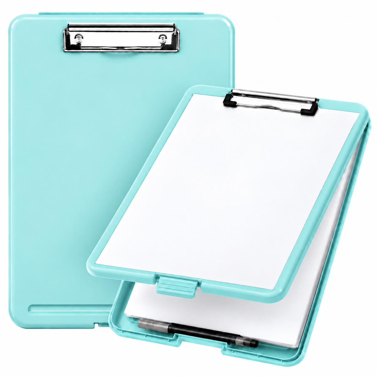 Pack of 5 A4 Pastel Coloured Plastic Clipboard Box Files - Storage Filing Case