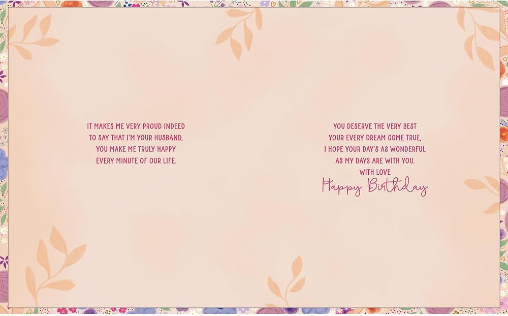 Heart Of Flowers Wife Birthday Card