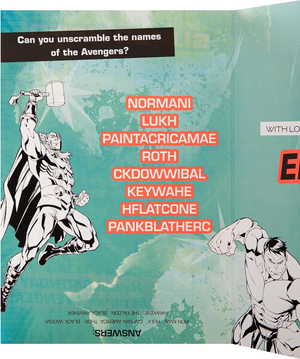 Marvel Superheroes Design with Activity Son Birthday Card