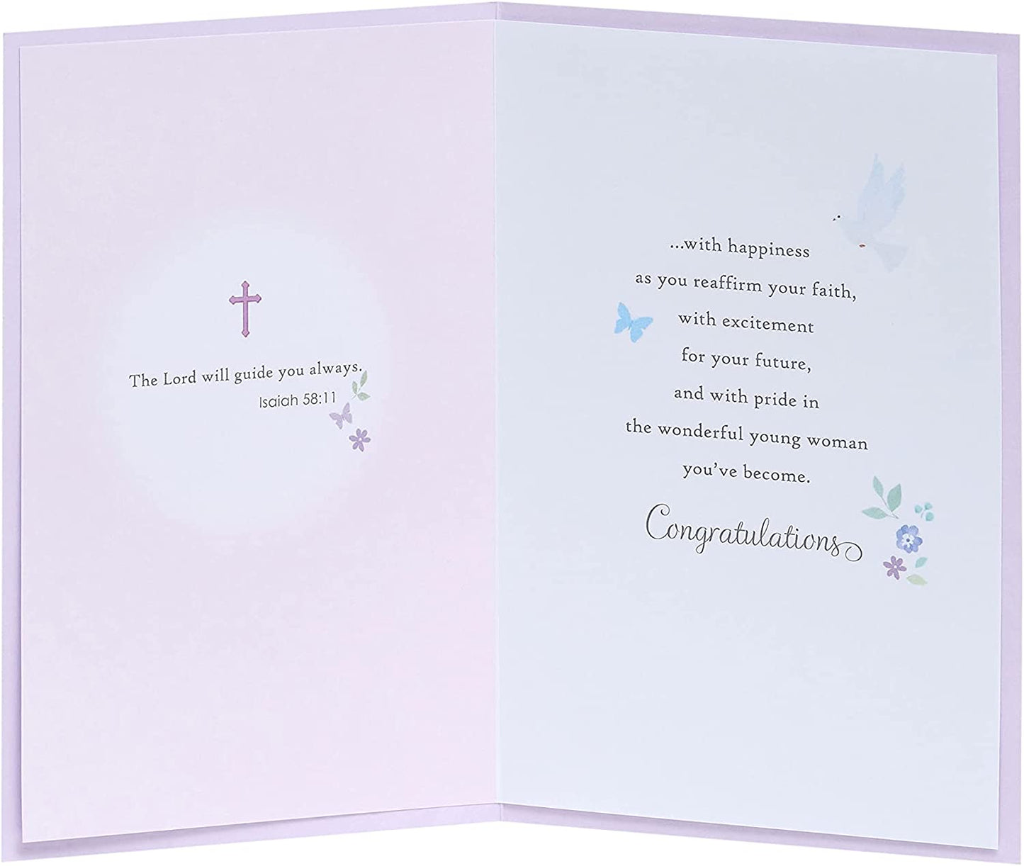 Baby Pink Design Confirmation Card For Girl 
