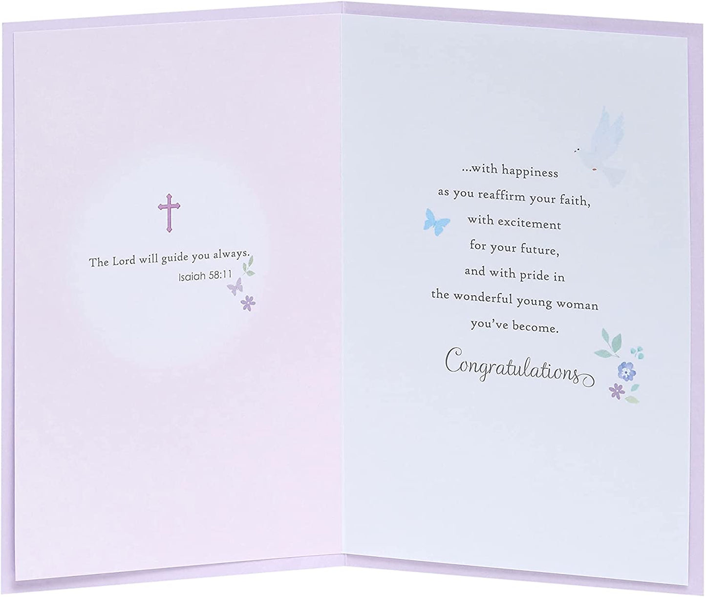 Baby Pink Design Confirmation Card For Girl