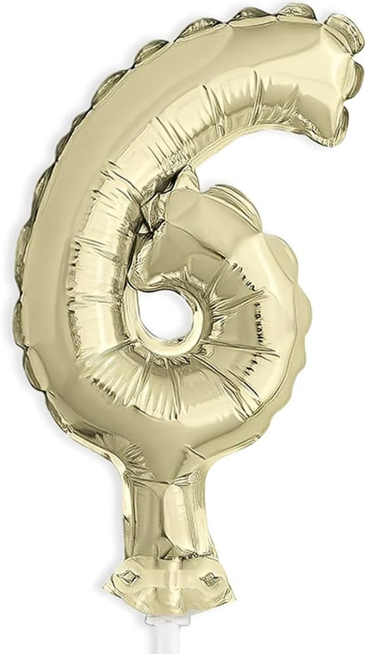 Gold Foil Number 6 Balloon Cake Topper 5"