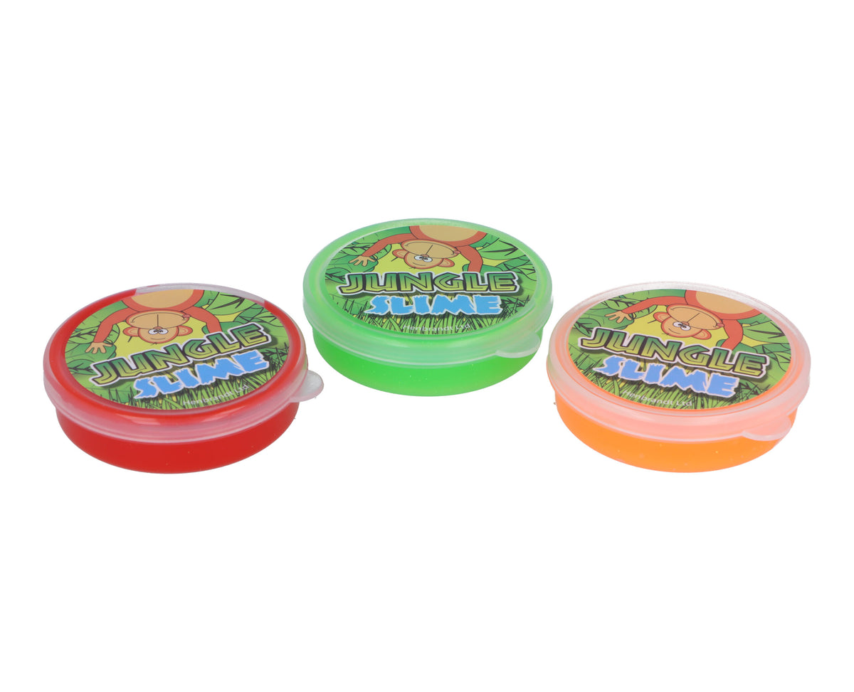 Pack of 12 Jungle Animal Slime Tubs - Pocket Money Toys Party Bag Filler