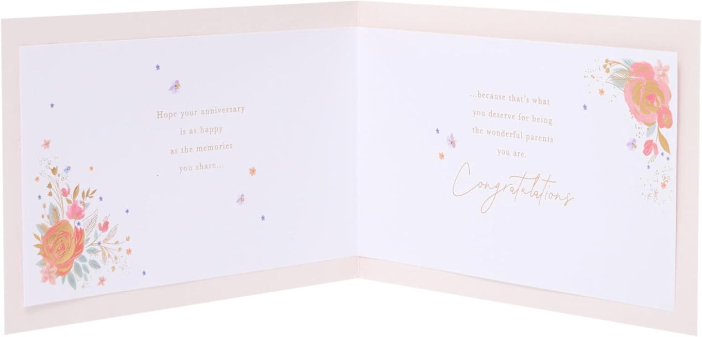 Gold Text Design Mum & Dad Wedding Anniversary Congratulations Card