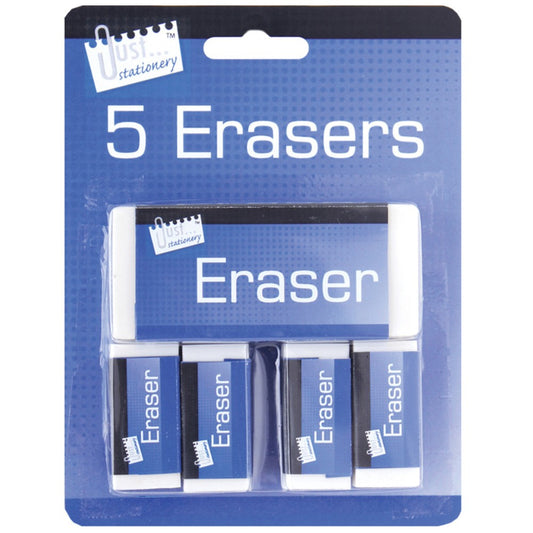 Just Stationery Erasers - White (Pack of 5)