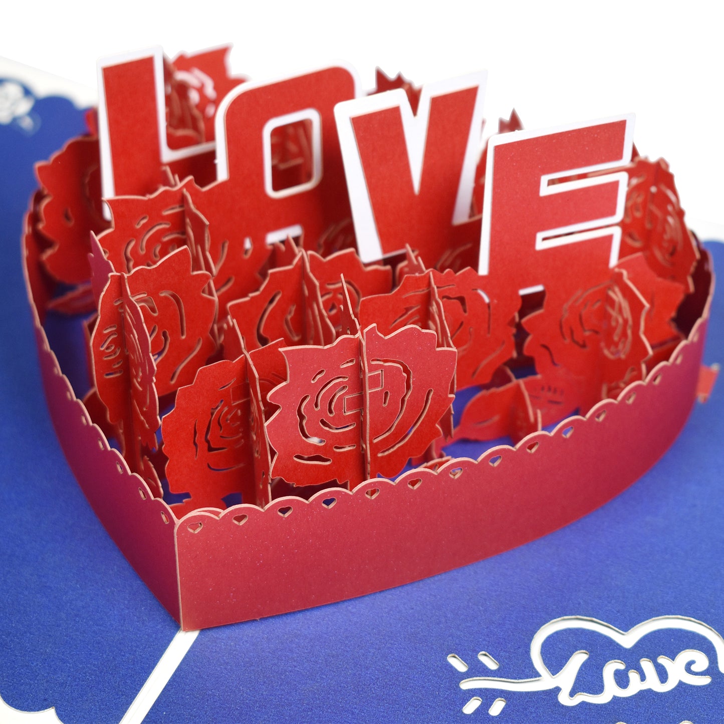 Roses Love Heart Deign 3D Pop Up Valentine’s Day Card