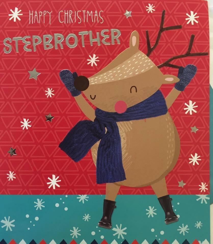 Step-Brother Colourful Cute Christmas Greeting Card