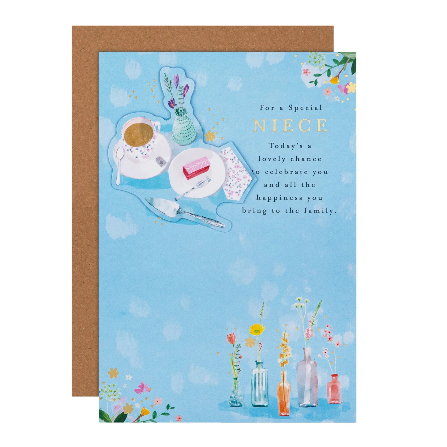 Tea & Flowers Design Niece Birthday Card