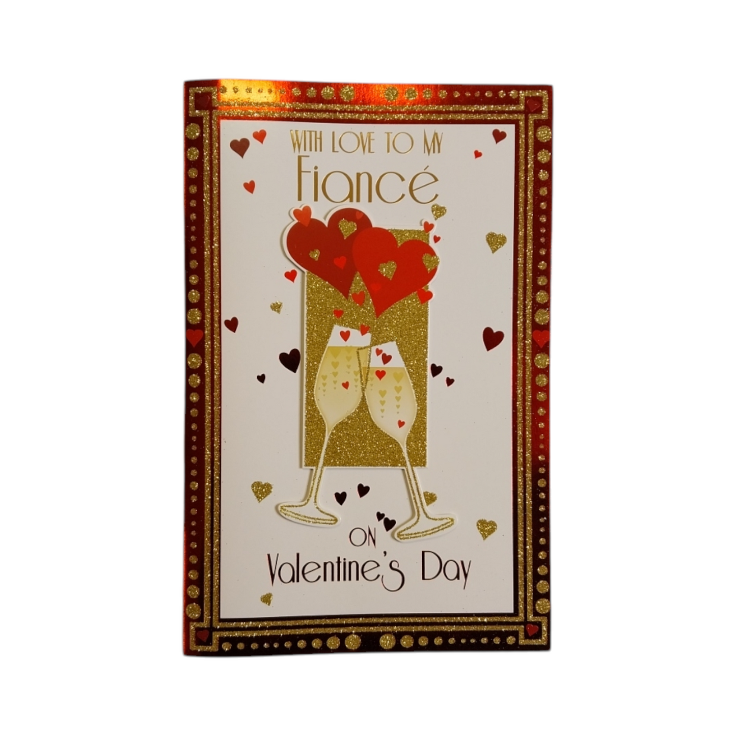 To Fiance Cheers Champagne Glass Design Boxed Valentine's Day Card