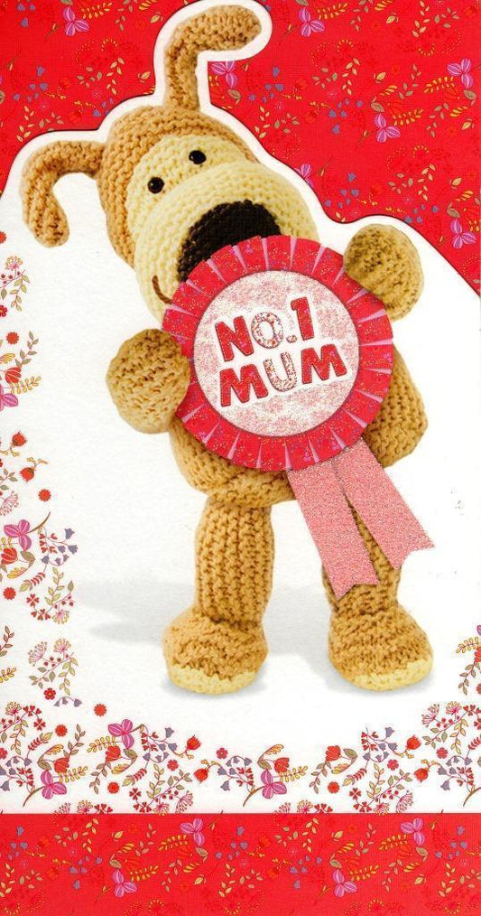 Boofle No. 1 Mum Die-cut, Glitter Mother's Day Greeting Card