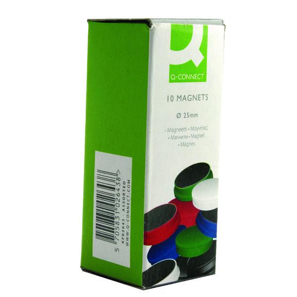 Q-Connect Round Magnet 25mm Assorted (Pack of 10) KF02643