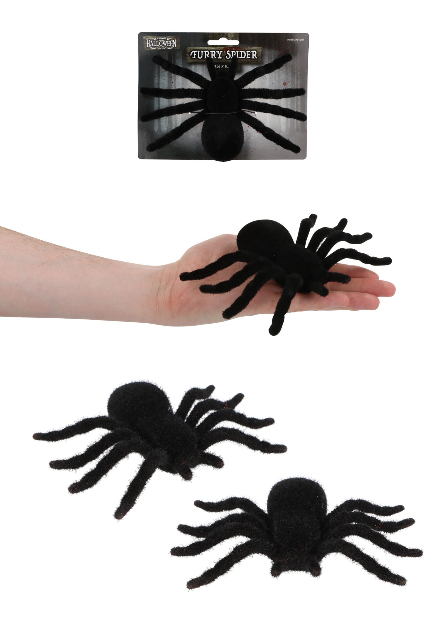 Single Furry Spider Halloween Decoration (17cm x 10cm) - Trick or Treat Party Favours Loot Bag Fillers Indoor Props Novelty Gag Gift Scary Pranks Halloween