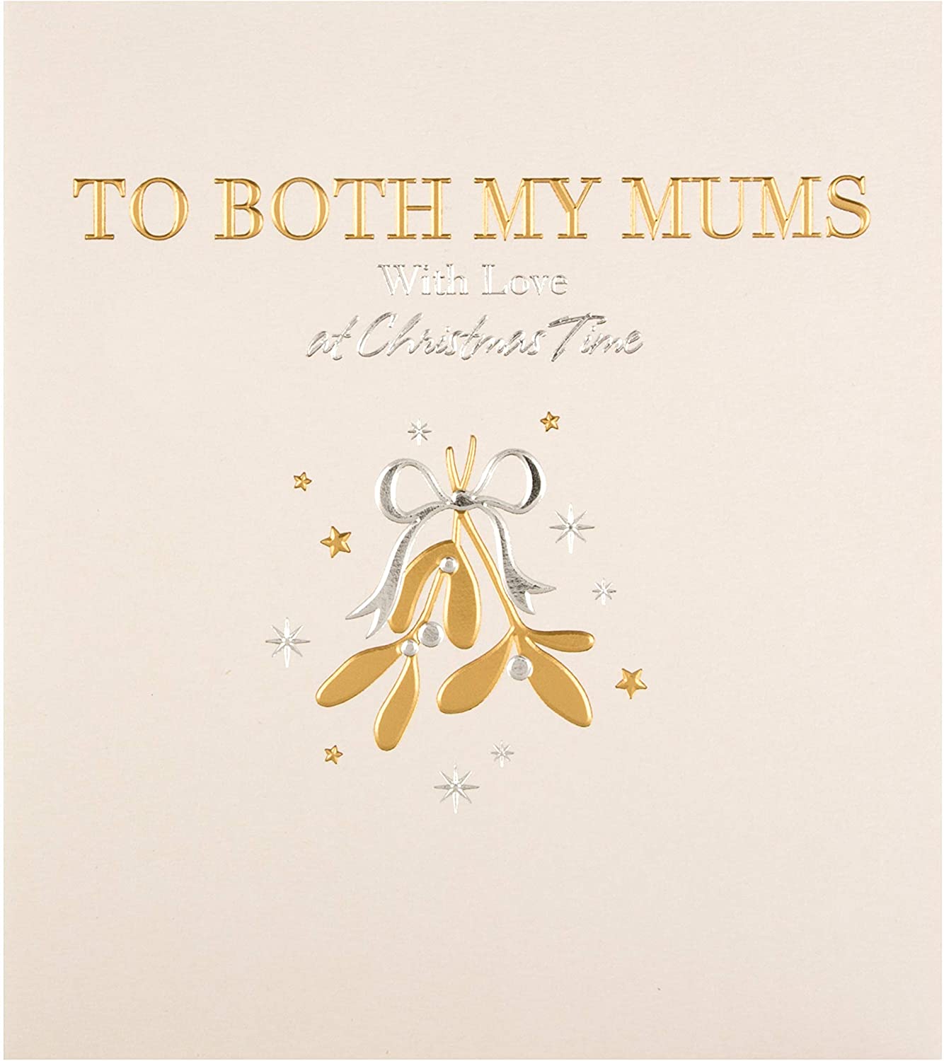 Christmas Studio Card for 'Both My Mums' with Simple Gold Foiled Design