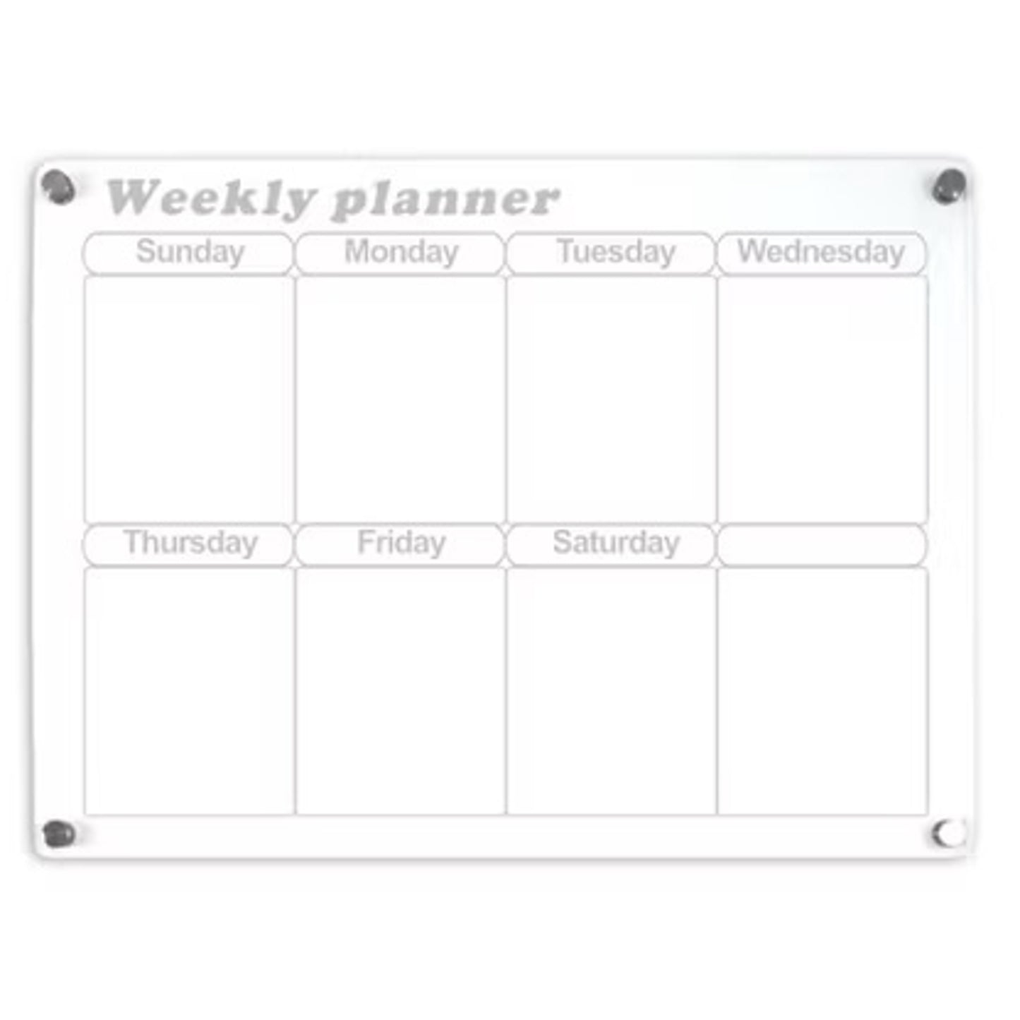 Glass Dry Erase Magnet Whiteboard Weekly Planner for Refrigerator 40×30×0.3 cm