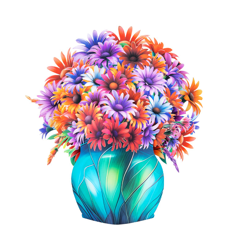 Daisy Delight Vibrant 3D Pop Up Flower Vase Greeting Card - Birthday Anniversary Mother's Valentine's Day