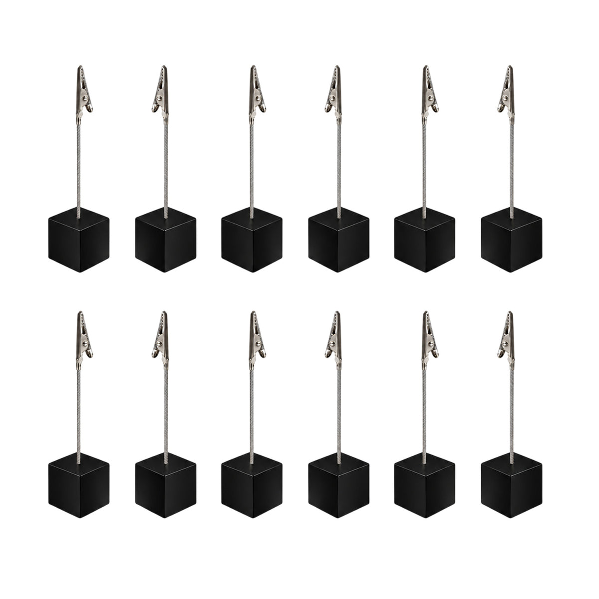 Pack of 12 Photo Holder Clips with Square Black Coloured Resin Base