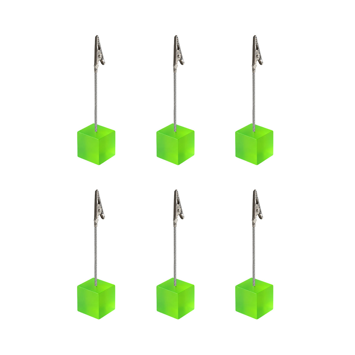 Pack of 6 Photo Holder Clips with Square Green Coloured Resin Base