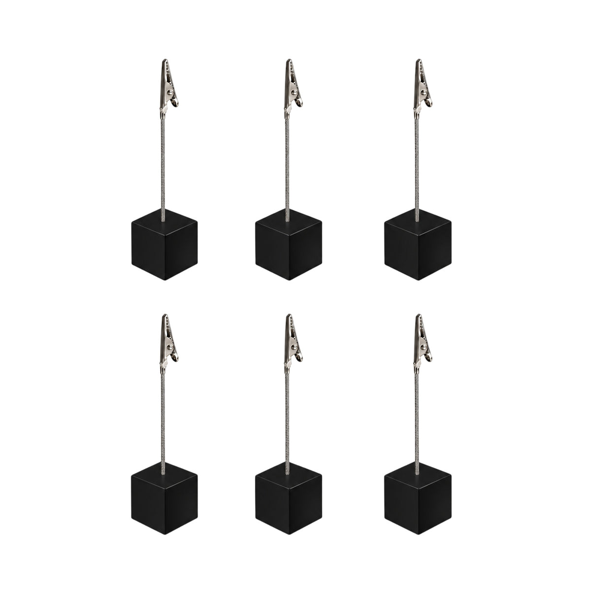 Pack of 6 Photo Holder Clips with Square Black Coloured Resin Base