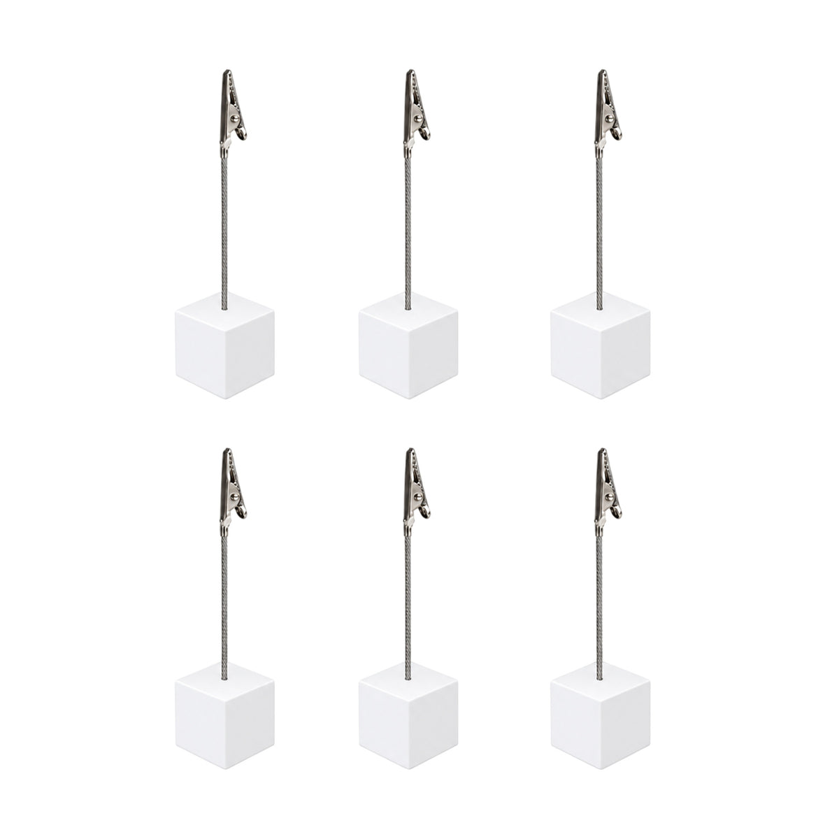 Pack of 6 Photo Holder Clips with Square White Coloured Resin Base
