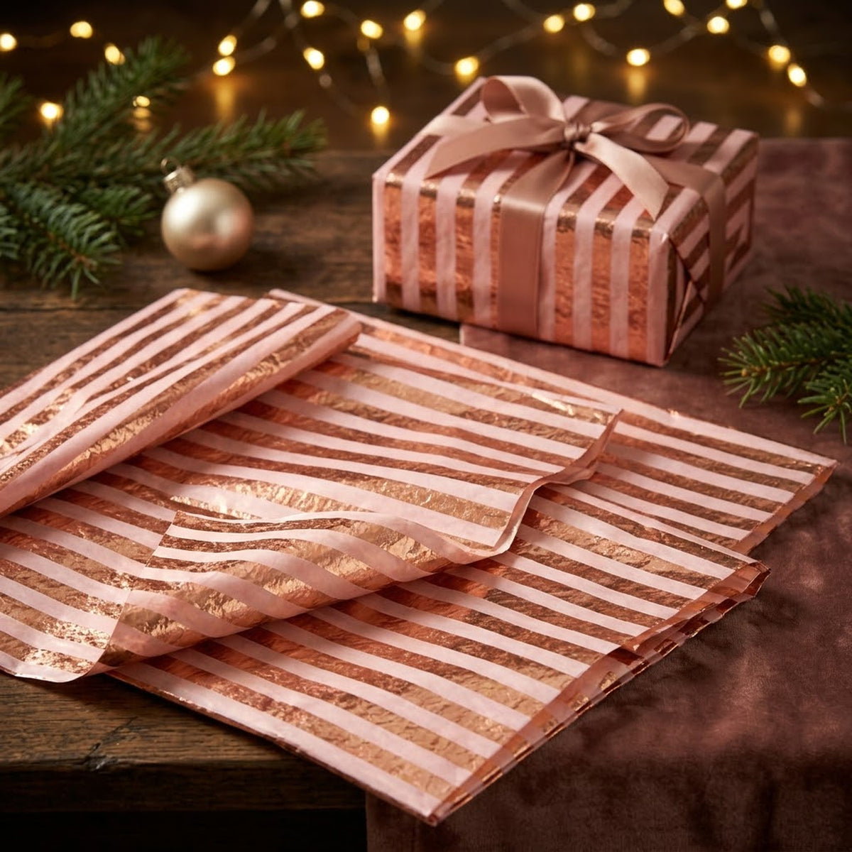 Pack of 5 Abstract Stripes Design 50 x 70 cm Luxury Gold Foil Tissue Sheets - Wedding, Christmas, Celebration