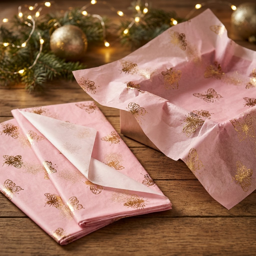 Pack of 5 Honeybees Toss Design 50 x 70 cm Luxury Gold Foil Tissue Sheets - Summer, Spring, Birthday Celebration