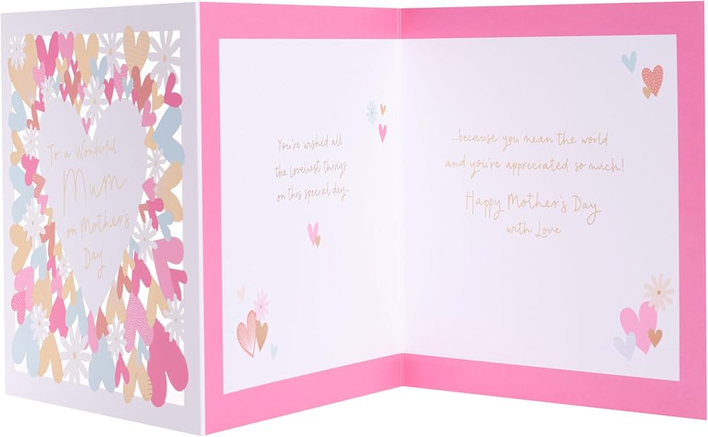 Laser Hearts and Daisies Design Mum Mother's Day Card