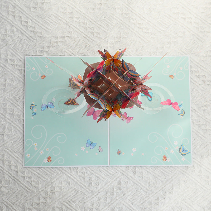 Blue Sealed Butterfly Bouquet 3D Pop Up Greeting Card