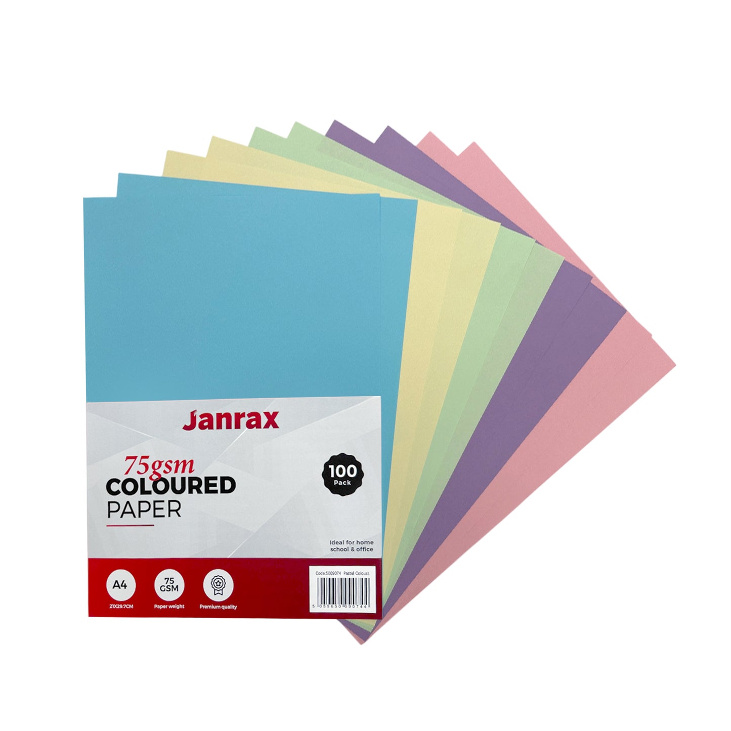 Pack of 500 A4 Assorted Pastel Coloured Paper 75gsm Sheets