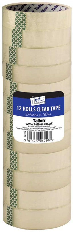 Pack of 12 Rolls Clear Tape 40m x 24mm
