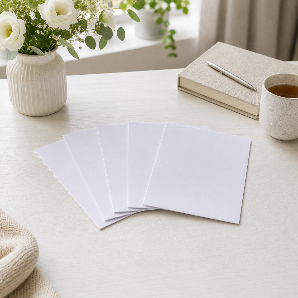 Pack of 5 A6 Blank White 260gsm Greeting Cards – Design Your Own Cards