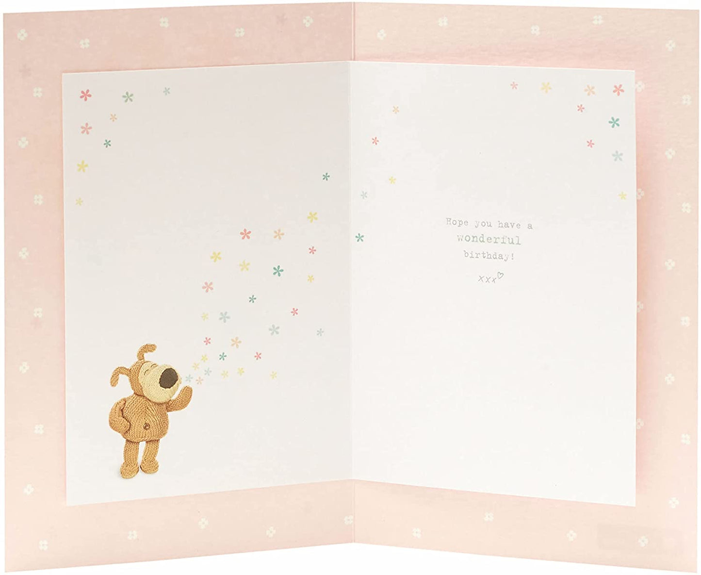 Boofle Holding Flowers Birthday Card