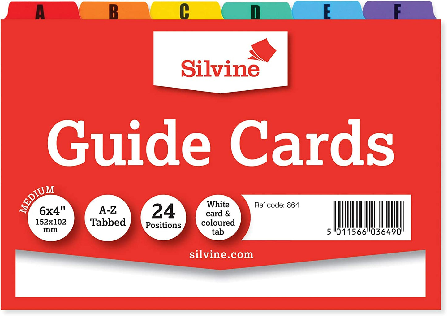 White Cards And Coloured Tab A-Z Guide Cards 152 x 102mm (6"x4")