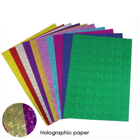 Pack of 10 Holographic Craft Paper Card by Janrax