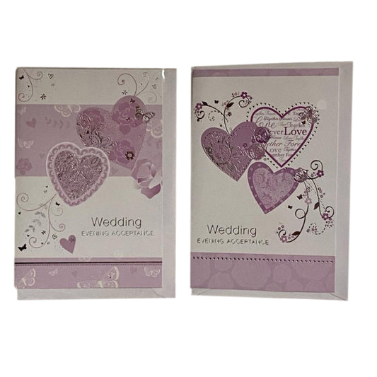 Purple Heart Wedding Evening Acceptance Card