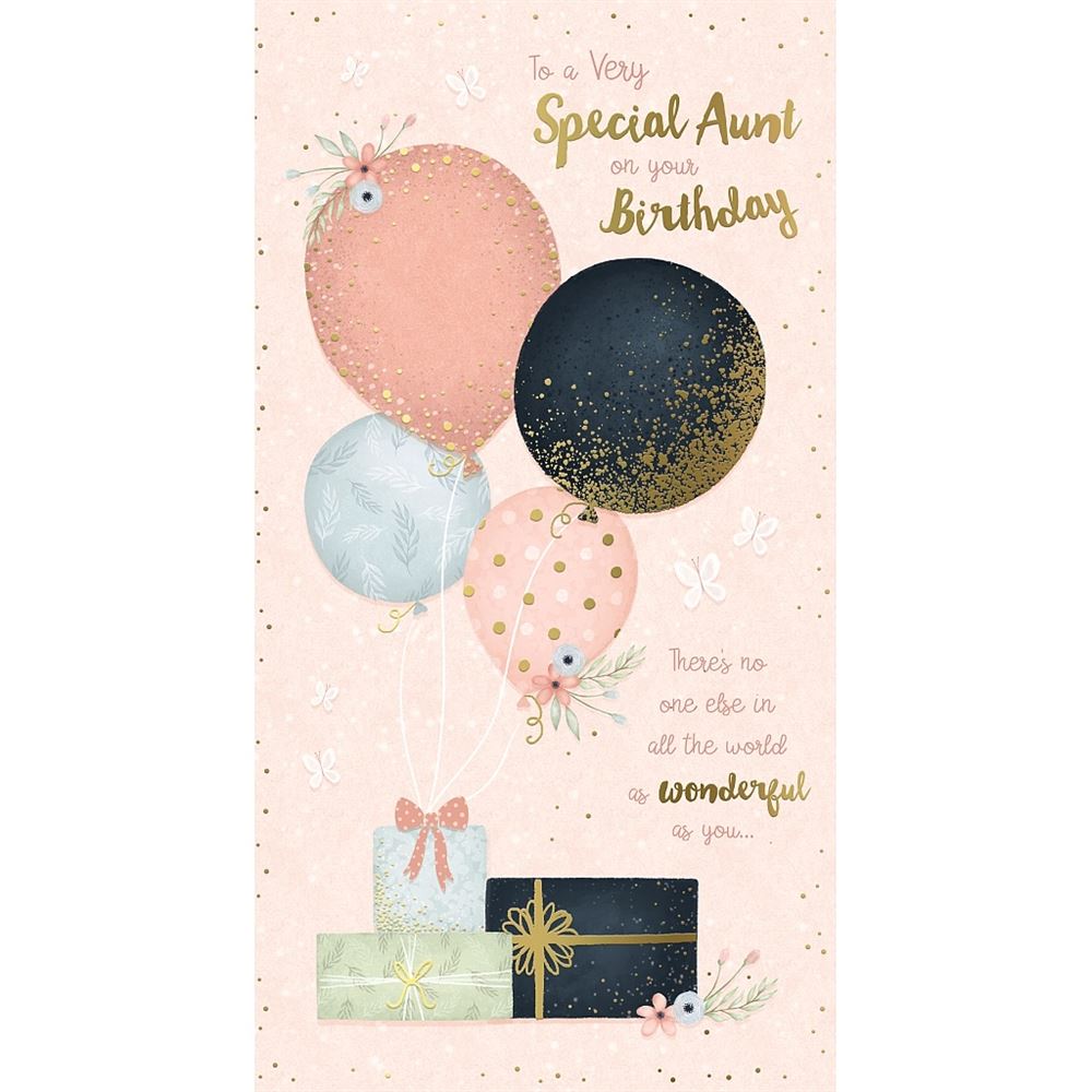 Balloons and Present Special Aunt Birthday Card