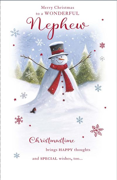 Christmas Card for Nephew Traditional Snowman Design
