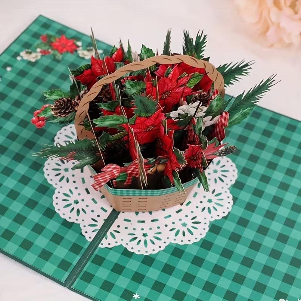 Poinsettia Wishes 3D Pop Up Delight Christmas Card