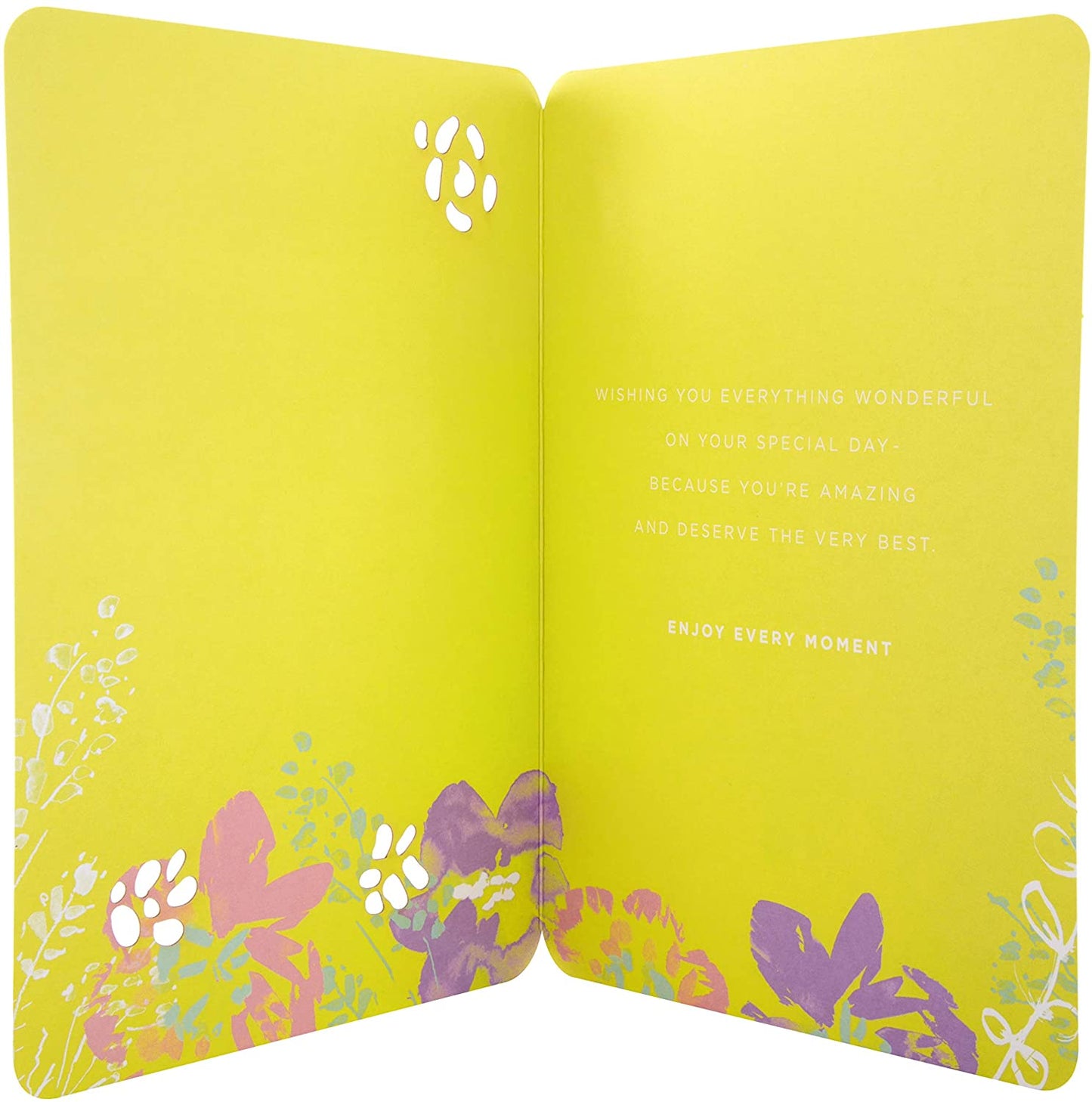 Wife Birthday Card Neon Floral Design with 3D Text