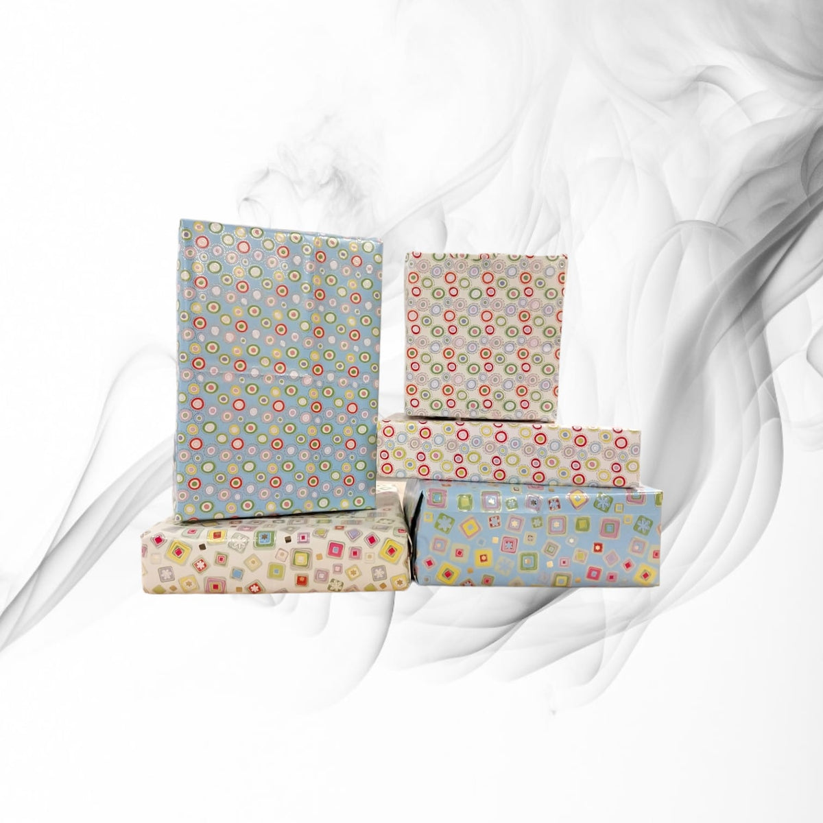 10 Sheets of Luxury Shapes Design Gift Wrap and Tags - New Born Baby, Birthday, Christening, Christmas etc