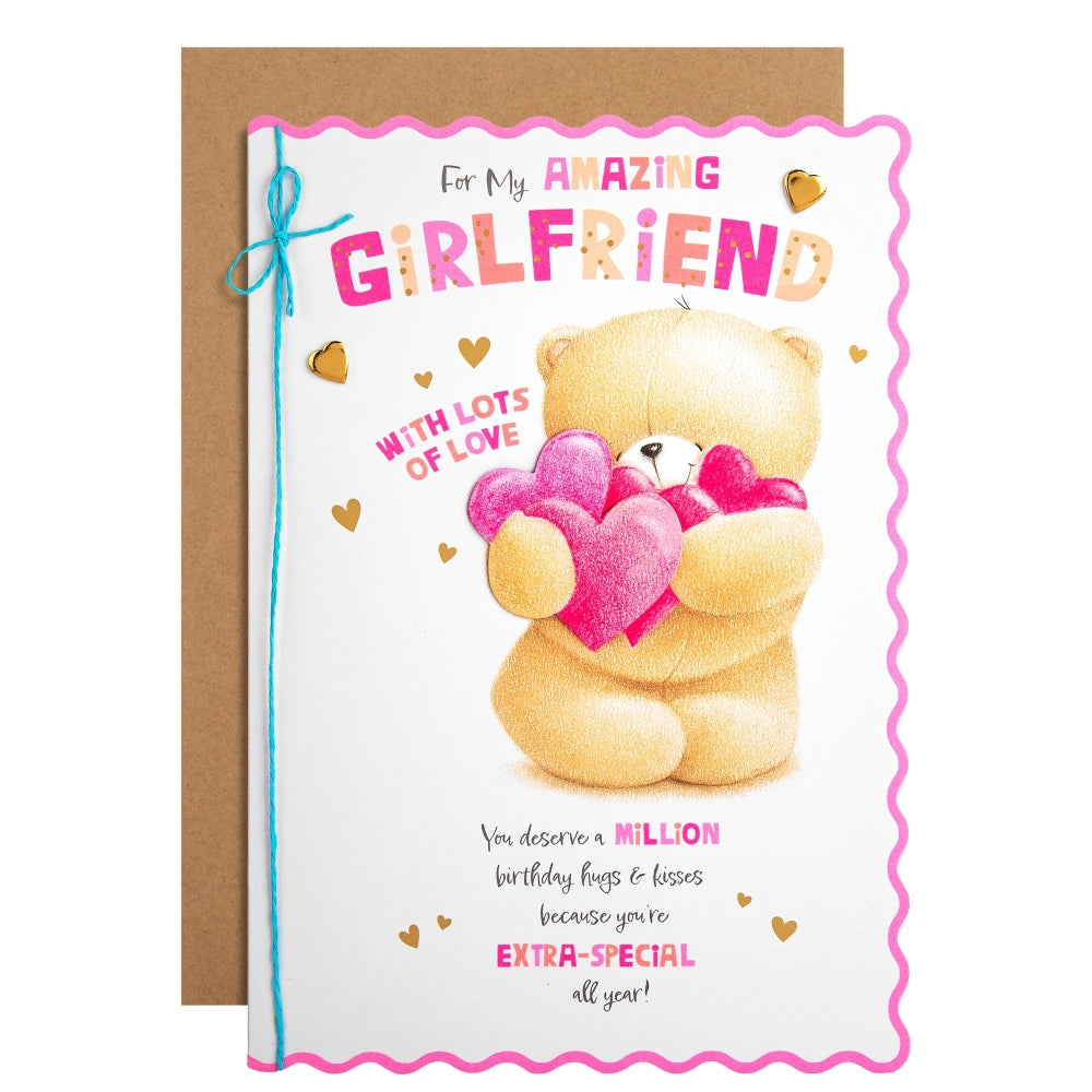 Cute Forever Friends with Hearts Design Girlfriend Birthday Card
