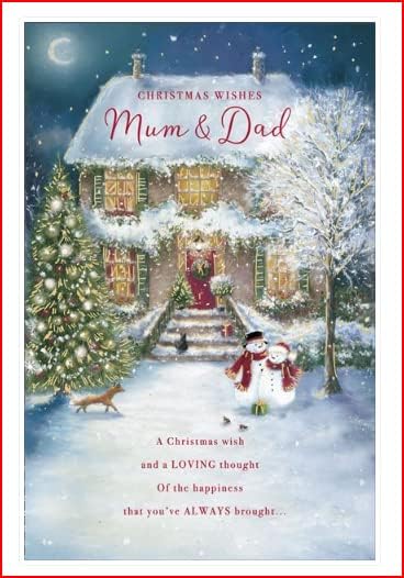Mum and Dad Christmas Card Loving Thought Traditional